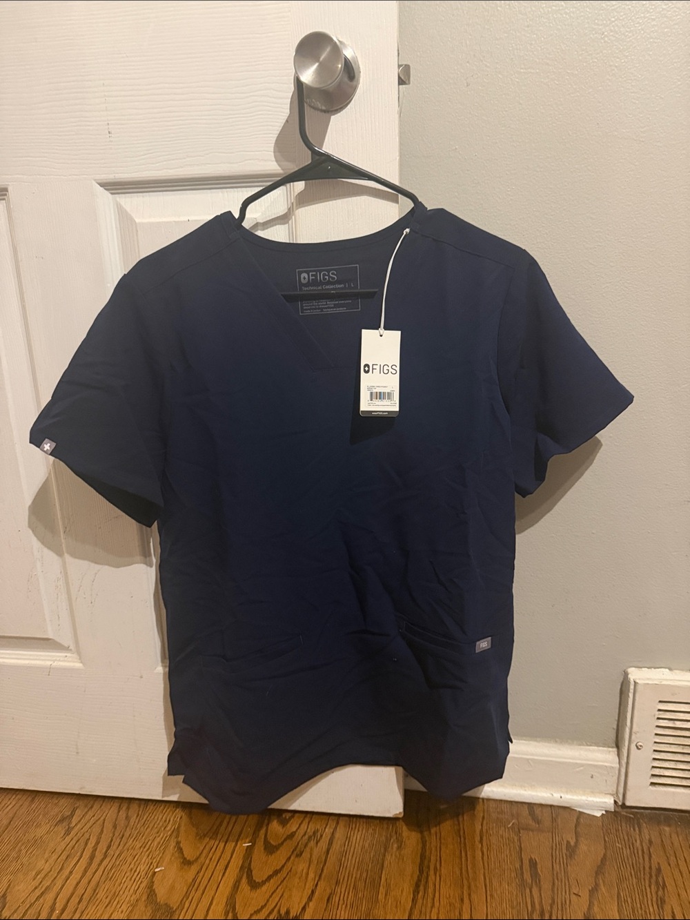 Figs Navy Short Sleeve V-Neck Scrub Top